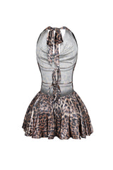 Campbell Leopard Foil Cowl Neck Mini Dress