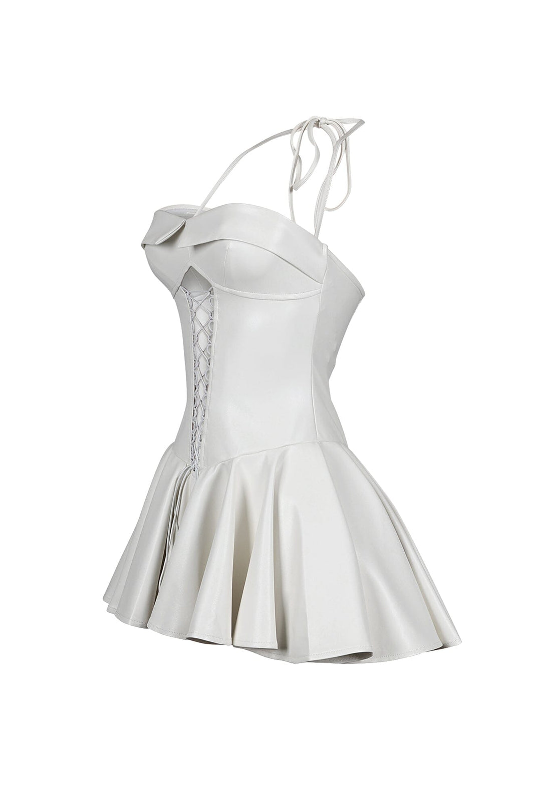 corset mini dress leather Faux Leather Tied Corset Mini Dress