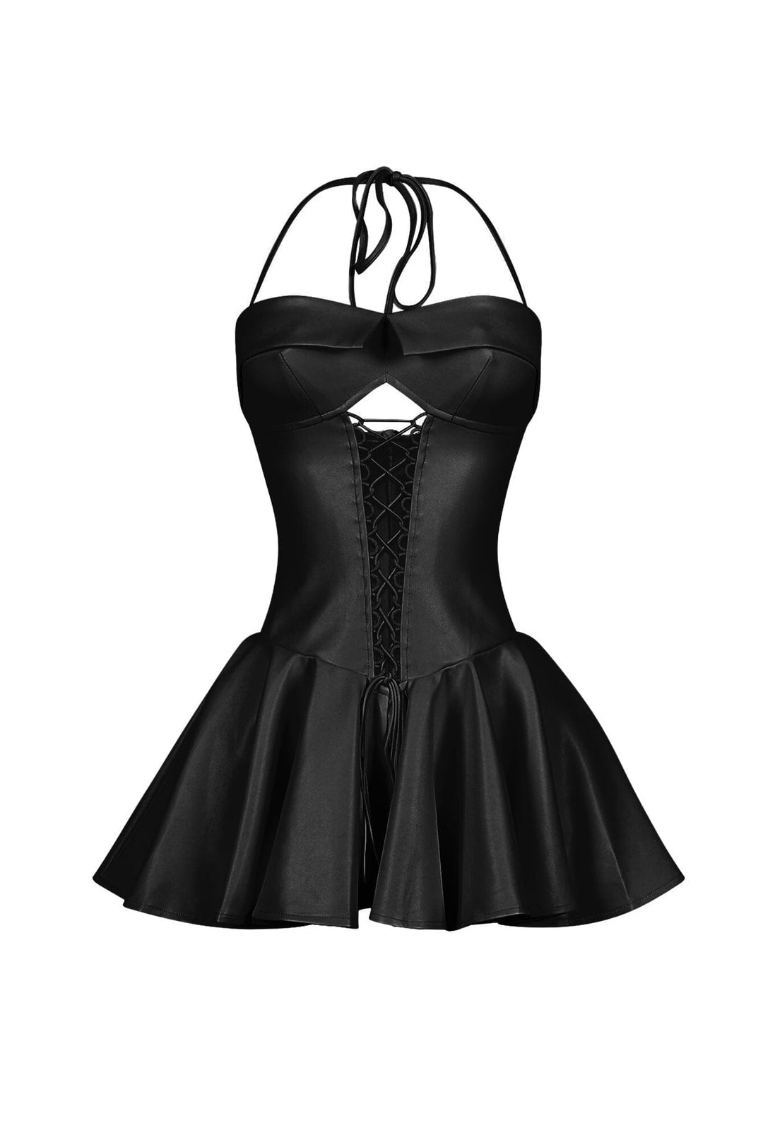 Allison Faux Leather Corset Mini Dress White / L