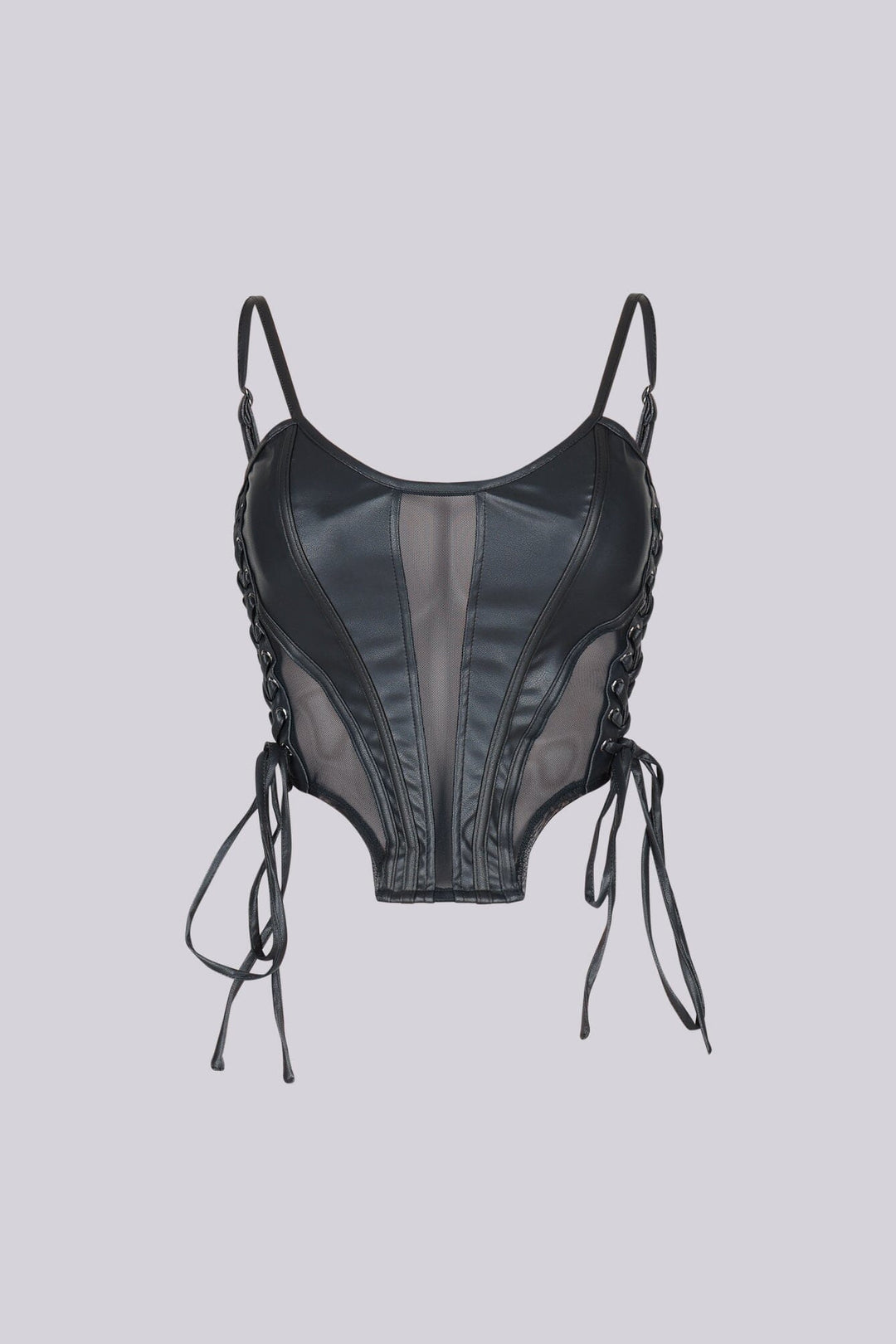 TX Lace Up Luxe Leather Crop Top