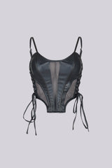 TX Lace Up Luxe Leather Crop Top
