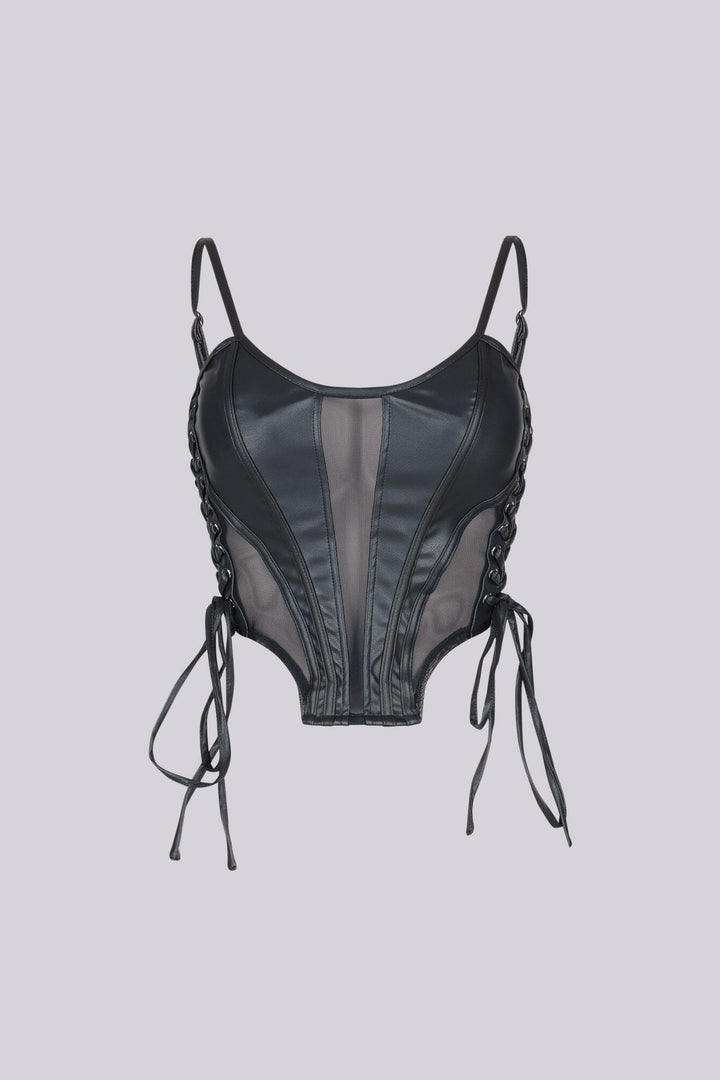 TX Lace Up Luxe Leather Crop Top
