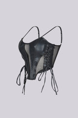 TX Lace Up Luxe Leather Crop Top
