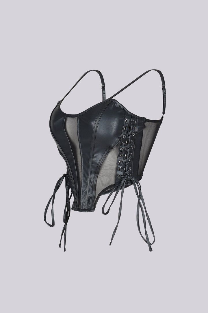 TX Lace Up Luxe Leather Crop Top