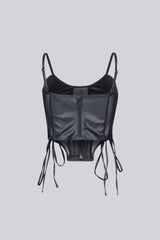 TX Lace Up Luxe Leather Crop Top