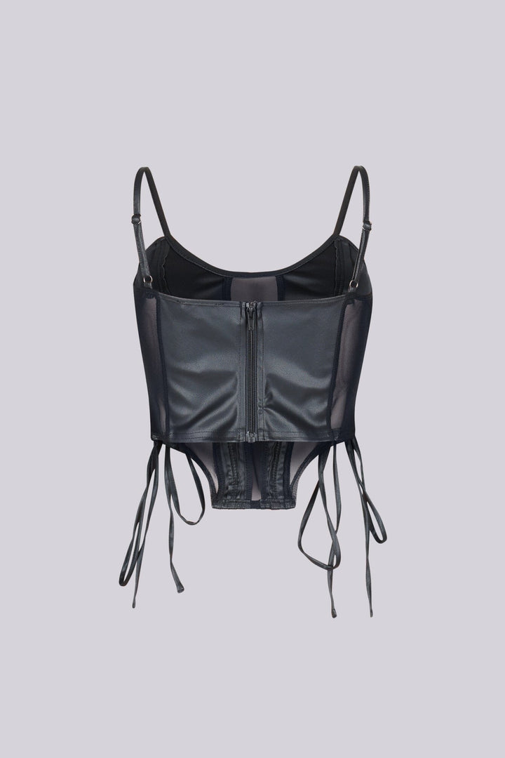 TX Lace Up Luxe Leather Crop Top