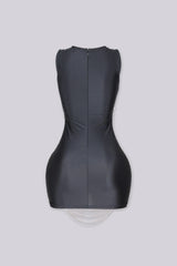 Crystal Contrast Mesh Mini Dress