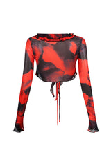 Amelia Mesh Print Ruffle Top