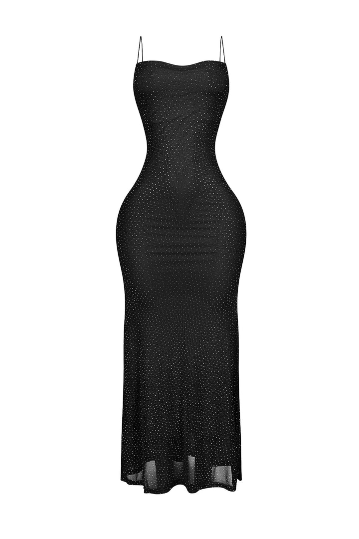 Callie Mesh Rhinestone Maxi Dress