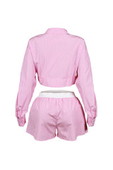 Wesley Pin Stripe Collared Top &amp; Shorts SET