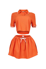 Pamela Polo Trim Crop Top &amp; Skirt SET