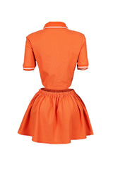 Pamela Polo Trim Crop Top &amp; Skirt SET