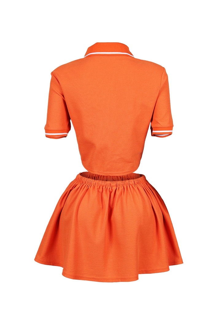 Pamela Polo Trim Crop Top &amp; Skirt SET