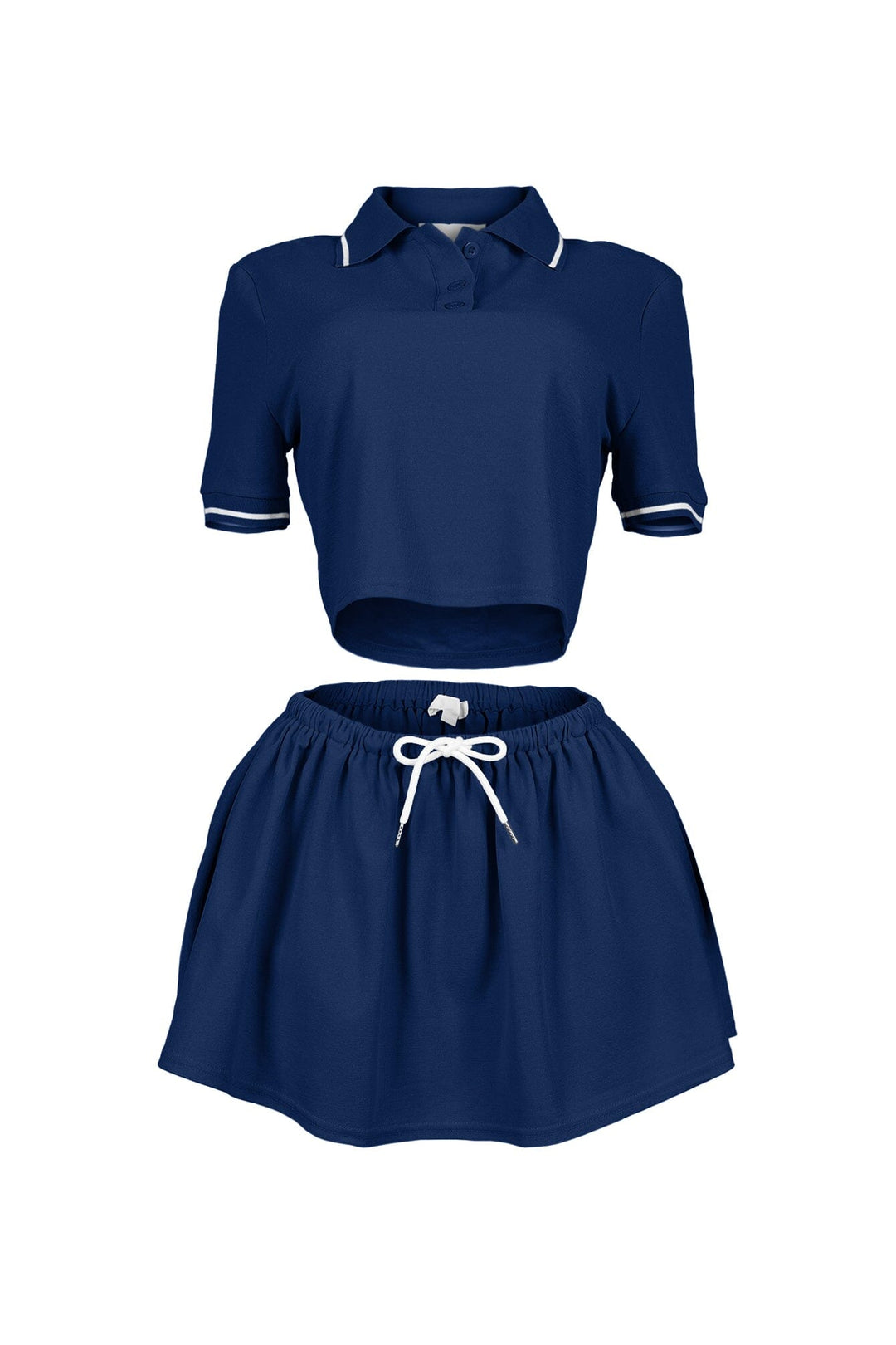 Pamela Polo Trim Crop Top &amp; Skirt SET