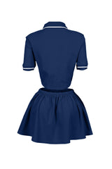 Pamela Polo Trim Crop Top &amp; Skirt SET
