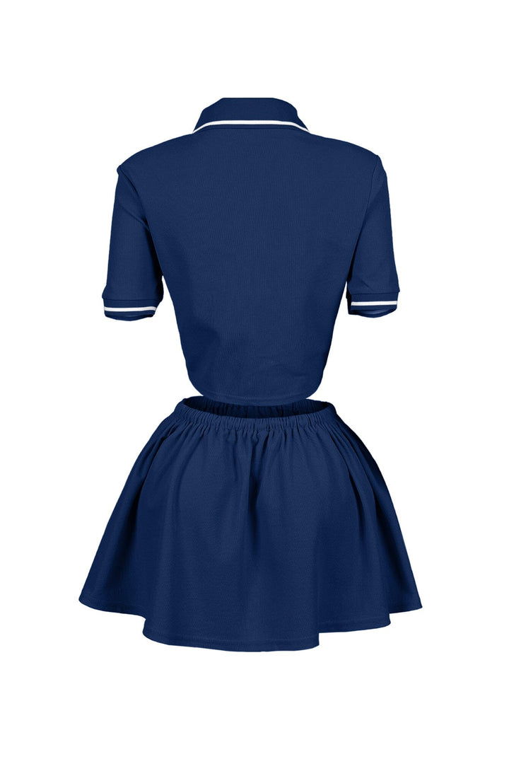 Pamela Polo Trim Crop Top &amp; Skirt SET