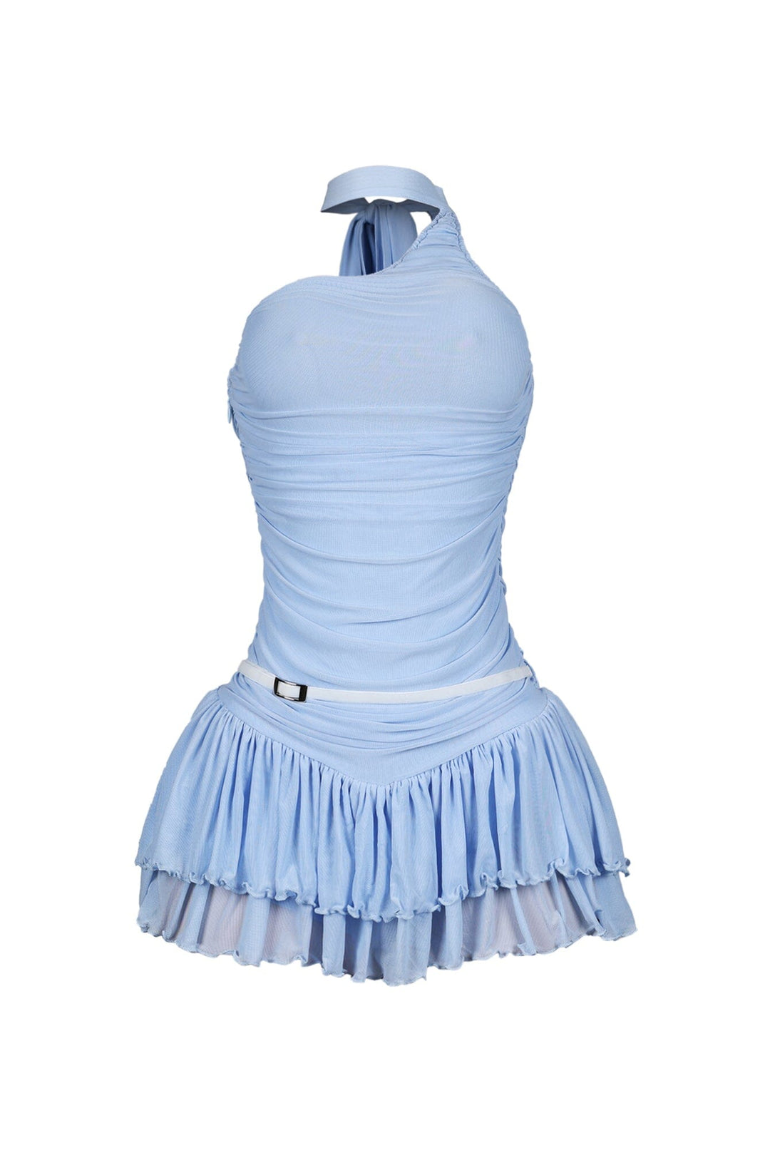 Madeline Mesh One Shoulder Mini Dress With Belt