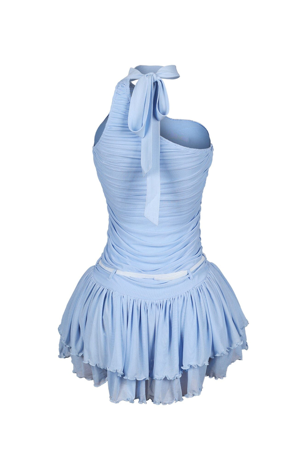 Madeline Mesh One Shoulder Mini Dress With Belt
