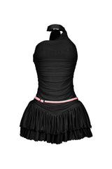 Madeline Mesh One Shoulder Mini Dress With Belt