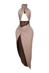 Cher Halter Slit Dress