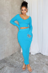 Sweet Sweater Knit Top &amp; Midi Skirt SET