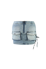 Ziva Dare You Denim Cargo Mini Skirt