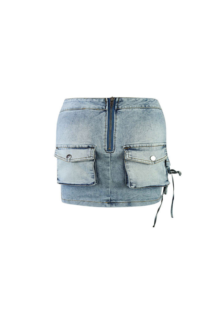 Ziva Dare You Denim Cargo Mini Skirt
