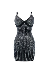Glowing Place Rhinestone Mini Dress Dresses EDGE Small Black 
