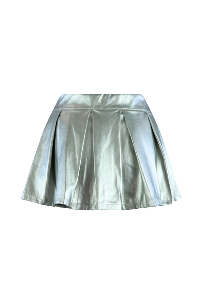 Ice Me Out Low Rise Metallic Pleated PU Skirt SKIRT EDGE 
