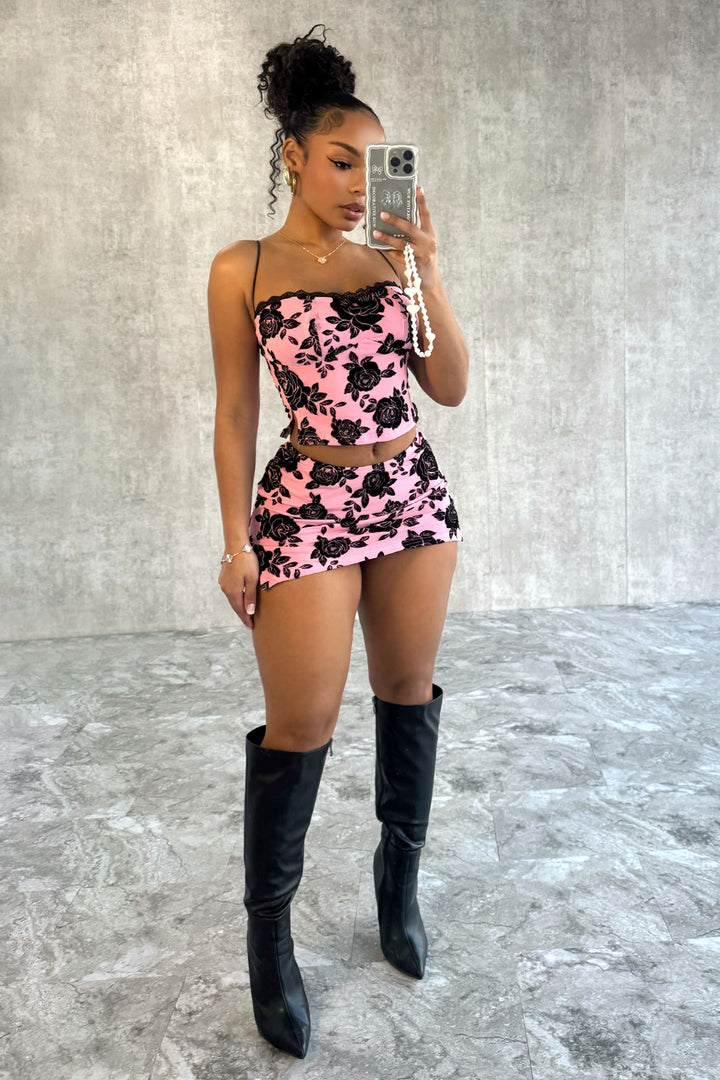 I Want You Floral Top &amp; Skirt SET