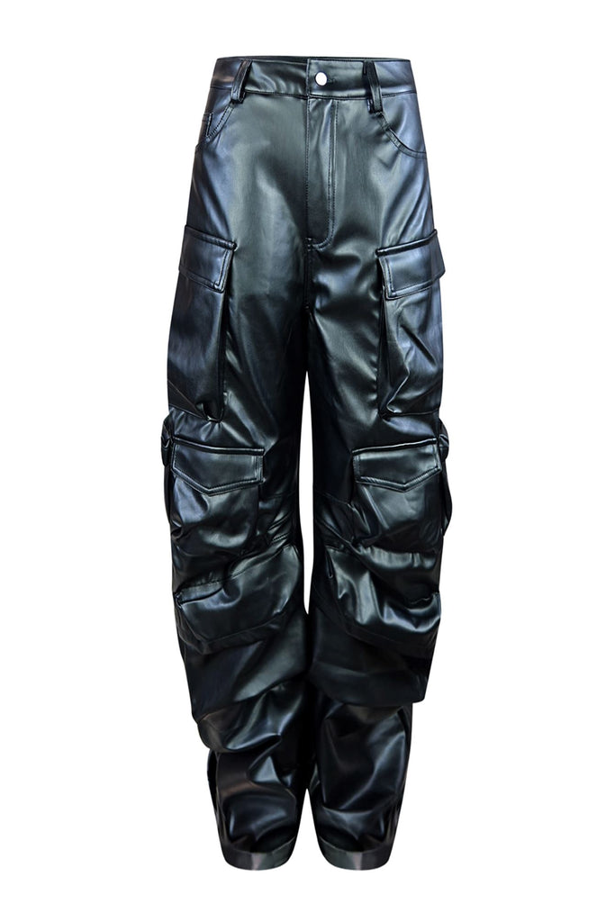Gabriel Faux Leather Cargo Pants bottom EDGE Small Black 