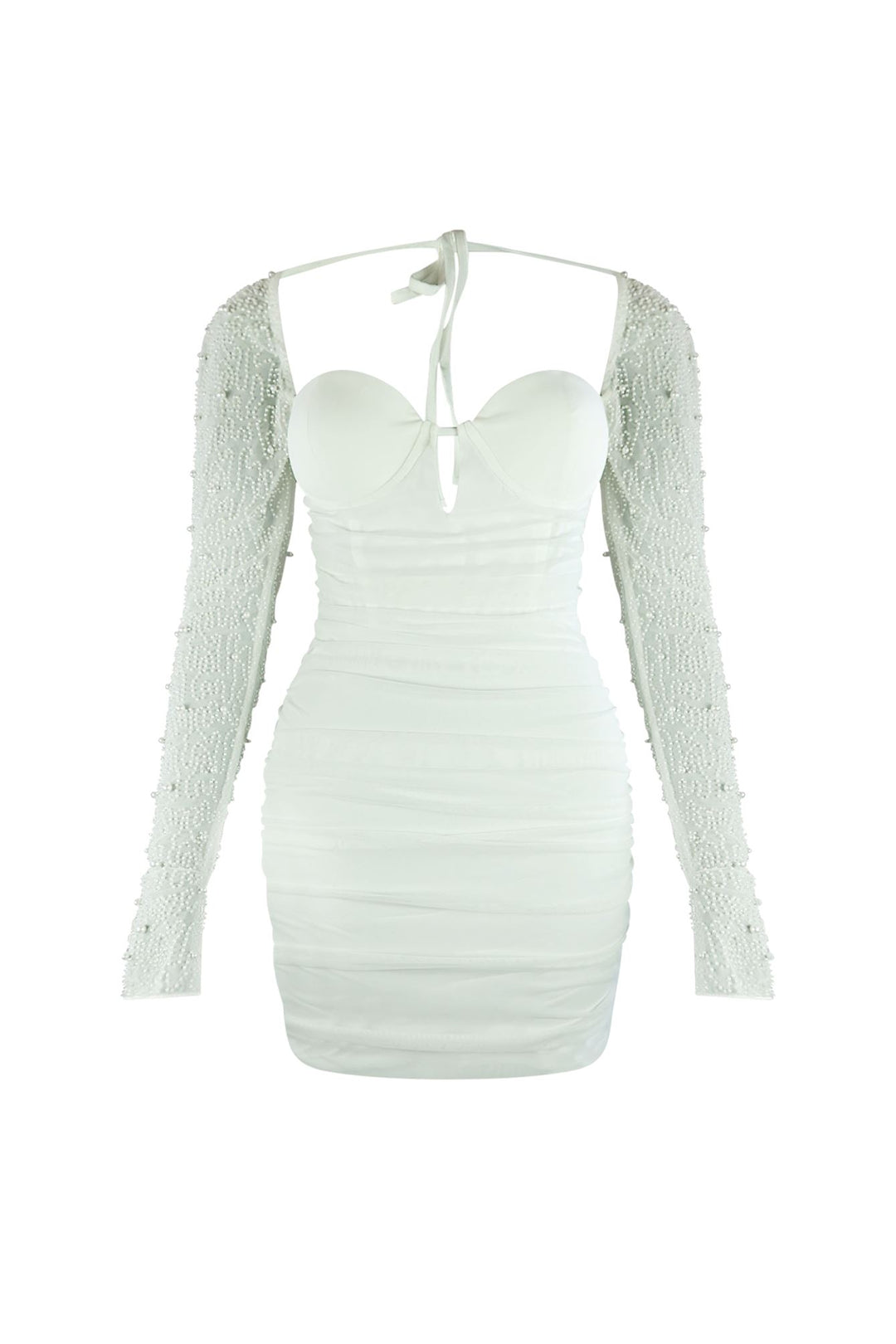 Snow Globe Mesh Pearl Dress Dress EDGE Small White 