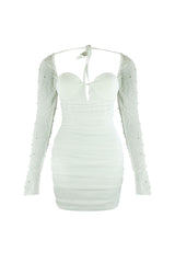 Snow Globe Mesh Pearl Dress Dress EDGE Small White 
