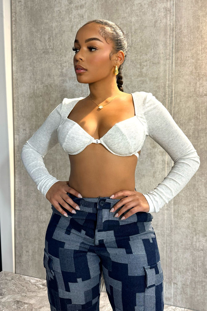 Ruve Wired Ribbed Crop Top Crop Top EDGE Small Grey 