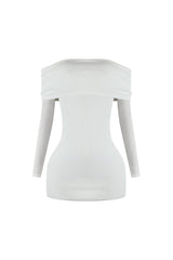 A Classic Off Shoulder Long Sleeve Mini Dress