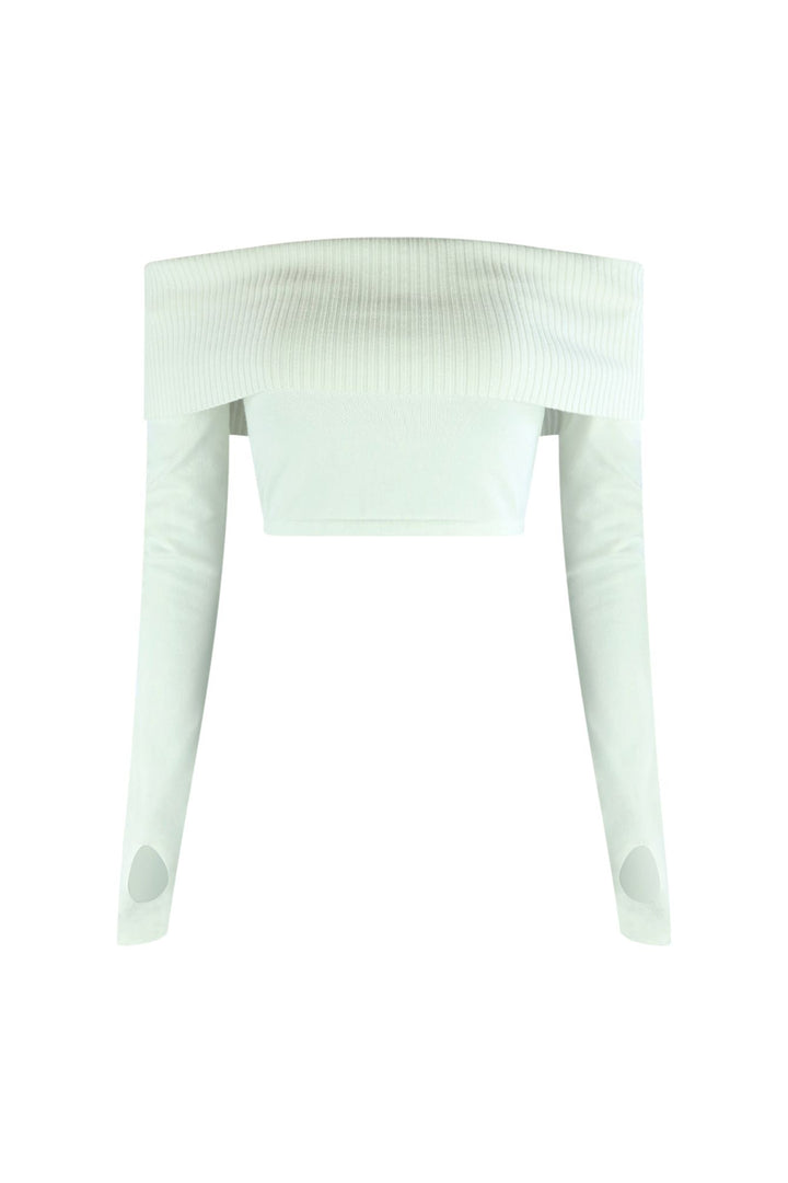 On My Mind Thumbhole Crop Top Crop Top EDGE Small Off White 