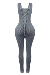 Eastside Two Tone Back Lace Up Jumpsuit