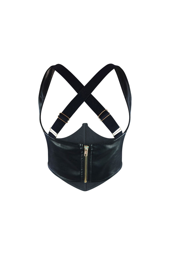 Dark Blissed Faux Leather Corset Crop Top EDGE 