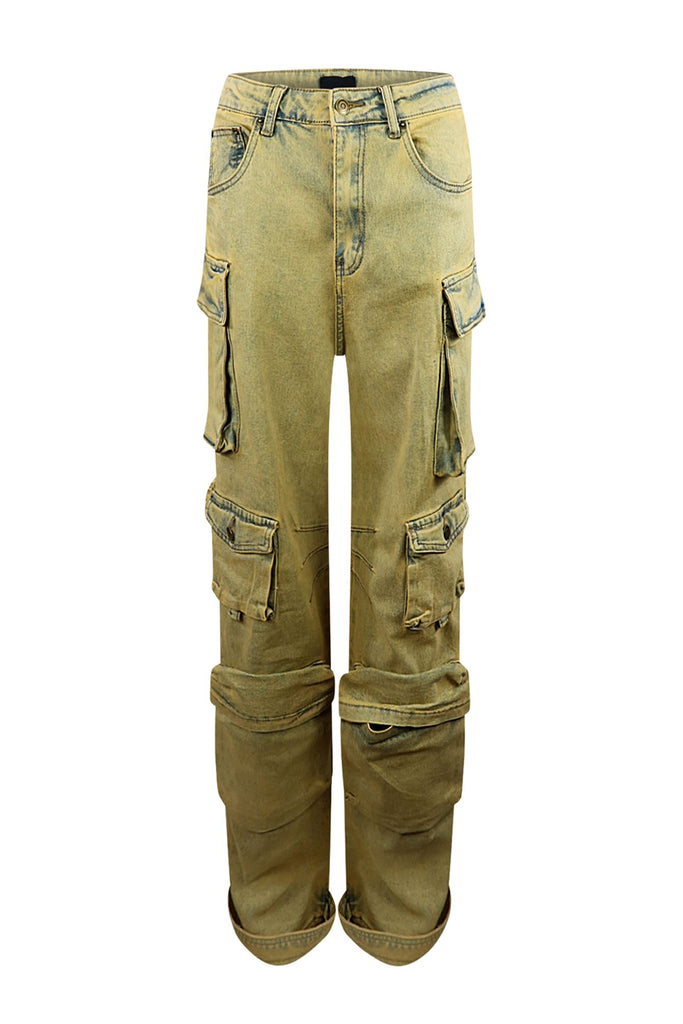 Kayra Color Washed Baggy Jeans jeans KNOWSTYLE Small Olive 