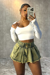 Hint of Moon Vintage Denim Pleated Skort SKIRT EDGE 