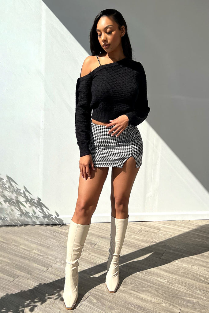 Blair Houndstooth Mini Skirt SKIRT EDGE Small Black/White 
