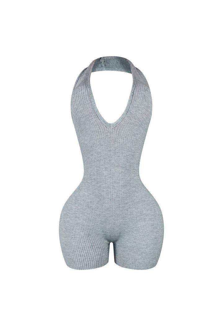Heading Up Halter Ribbed Knit Romper