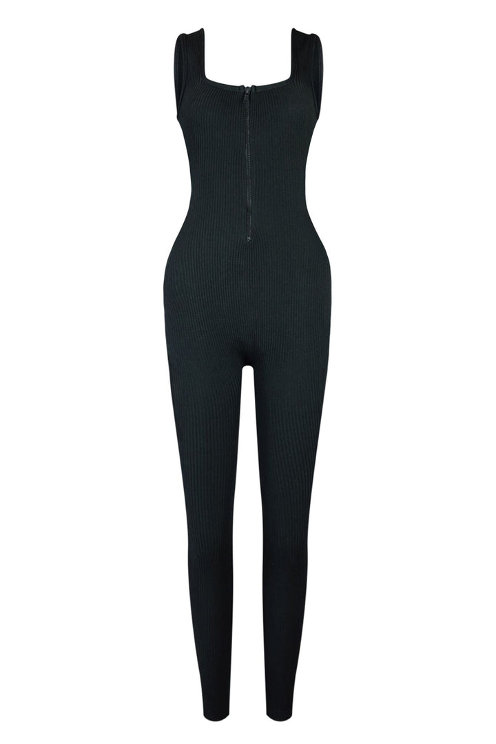 Robin Ribbed Knit Zip Up Jumpsuit