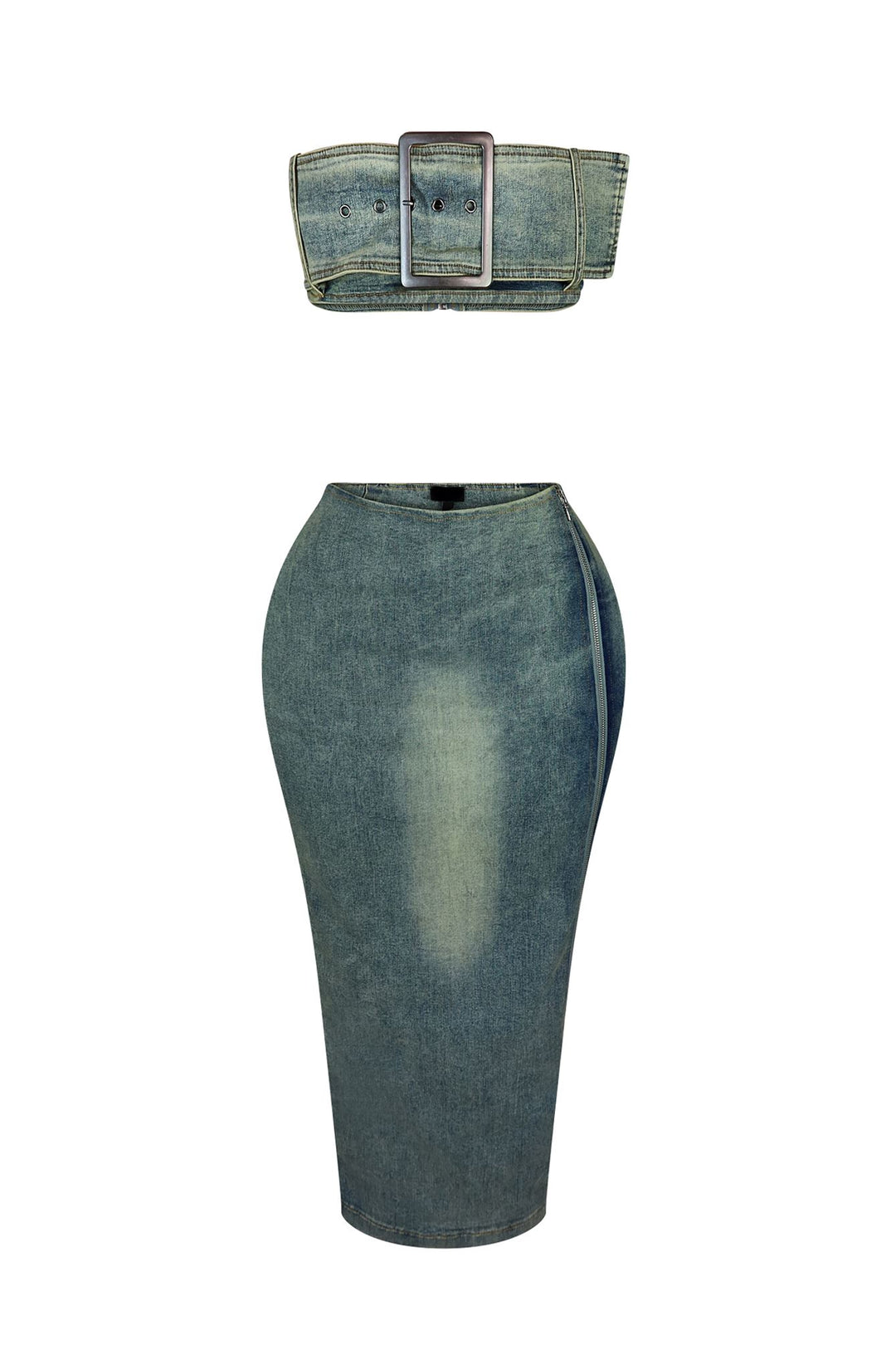 Revenge Denim Tube Top &amp; Skirt SET
