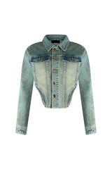 Only The Young Denim Corset Jacket Outerwear EDGE Small Vintage Wash 