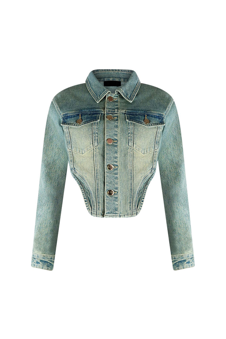 Only The Young Denim Corset Jacket Outerwear EDGE Small Vintage Wash 