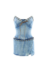 Color Of The Wind Denim Top &amp; Skirt SET