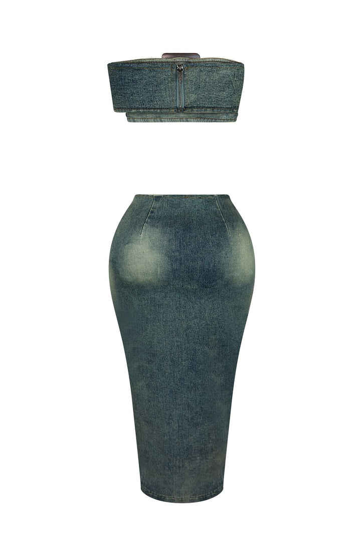 Revenge Denim Tube Top &amp; Skirt SET