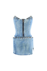 Color Of The Wind Denim Top &amp; Skirt SET