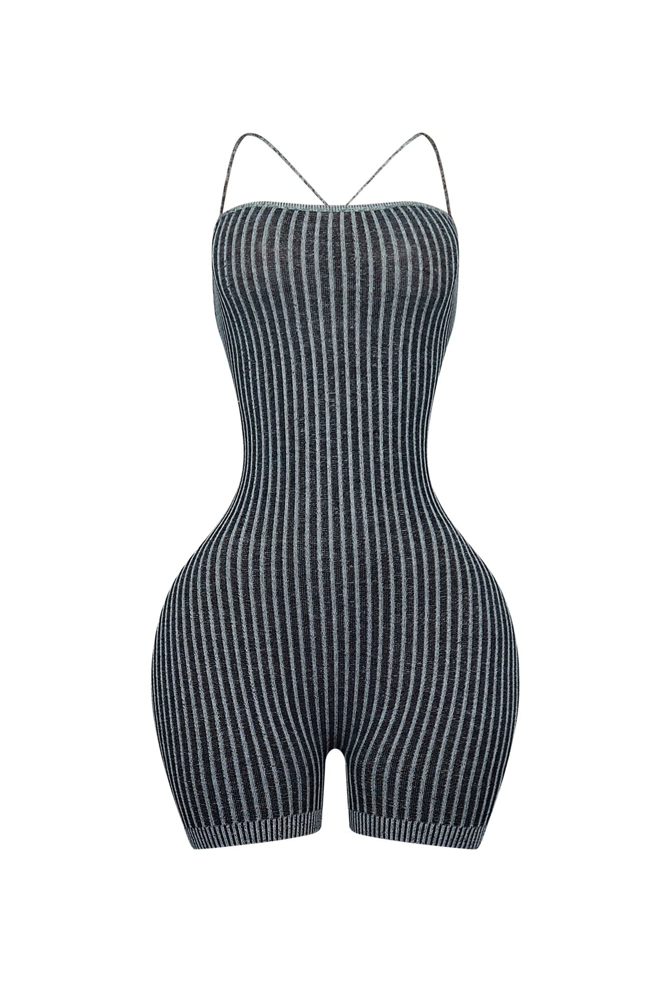 ワンピース Two-Tone Ribbon Romper Details Two Tone Ribbed Knit Romper – EDGE